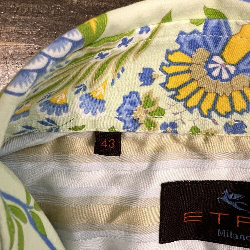 Etro Milano Men’s Button Down Long Sleeve Paisley Shirt Size 43 XL - Picture 5 of 5